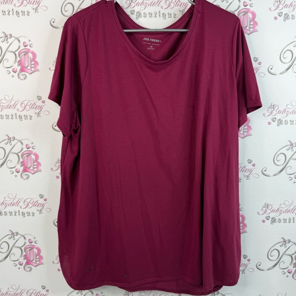 Joe Fresh T-shirt comfy flowy red burgundy wine color Maroon Short Sleeve Top